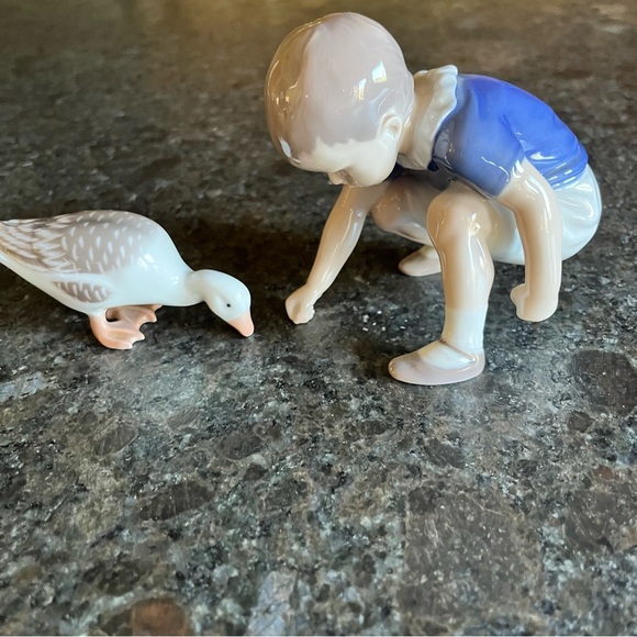 2 pc Bing & Grondahl Denmark Boy 1636BL and Goose 1902 - Picture 3 of 12